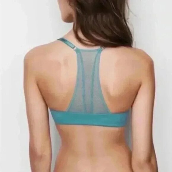 Victoria's Secret Teal Mesh Racerback Push-Up Full Coverage T-Shirt Bra Size 32B - Picture 2 of 7